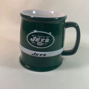 NY Jets Football Large Coffee Tea Cocoa Collector Mug 16 Ounces Green White Used
